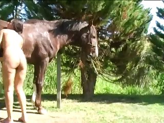 Awesome Brunette Full Penetration With Large Horse